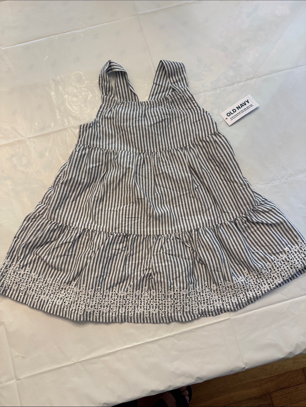 Old Navy Blue and White Striped Tiered Sundress
